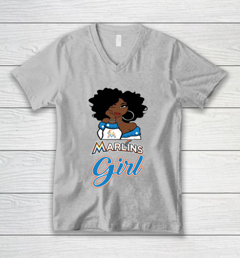 Miami Marlinss Girl MLB V-Neck T-Shirt 4