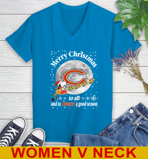Chicago Bears Merry Christmas To All And To Bears A Good Season NFL Football Sports Women's V-Neck T-Shirt 7