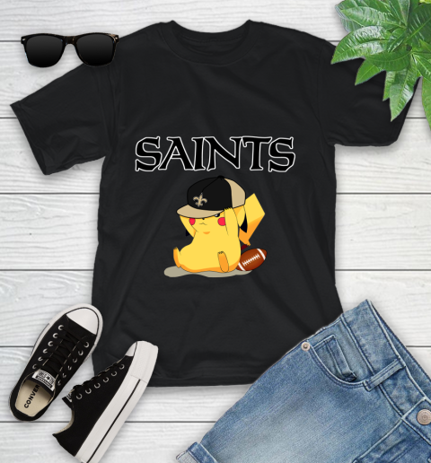 NFL Pikachu Football Sports New Orleans Saints Youth T-Shirt 2