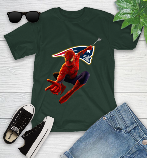 NFL Spider Man Avengers Endgame Football New England Patriots Youth T-Shirt 5
