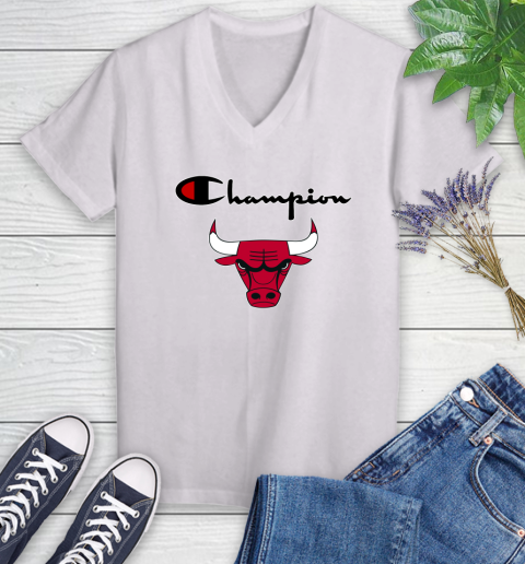 NBA Basketball Chicago Bulls Champion Shirt Women's V-Neck T-Shirt