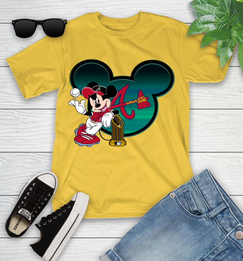 MLB Atlanta Braves The Commissioner's Trophy Mickey Mouse Disney Youth T-Shirt 8