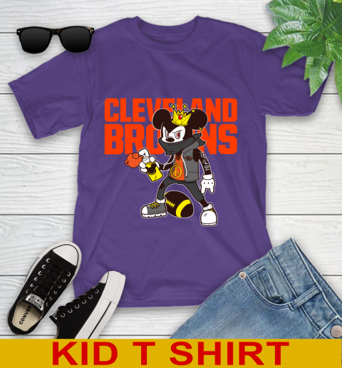 Cleveland Browns NFL Football Mickey Peace Sign Sports Youth T-Shirt 4