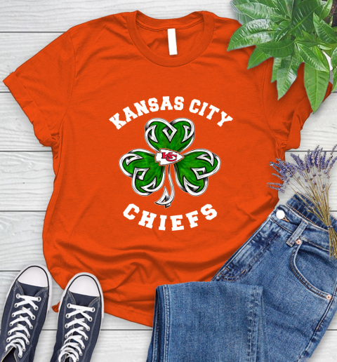NFL Kansas City Chiefs Three Leaf Clover St Patrick's Day Football Sports Women's T-Shirt 3