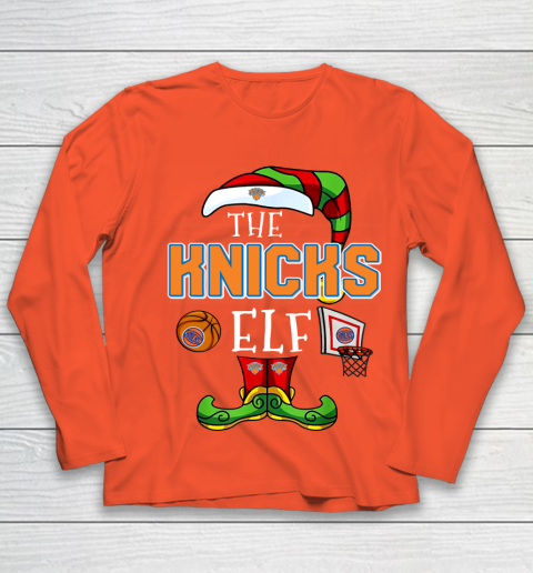 New York Knicks Christmas ELF Funny NBA Youth Long Sleeve 3
