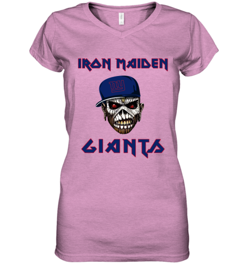 NFL New York Giants Iron Maiden Rock Band Music Football Sports HUkDvGlmJZ0 women v neck t shirt 39 95 151514 front heather radiant orchid