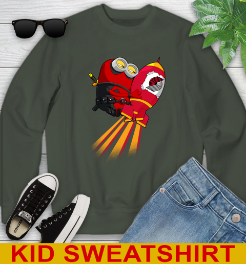 NBA Basketball Portland Trail Blazers Deadpool Minion Marvel Shirt Youth Sweatshirt 8