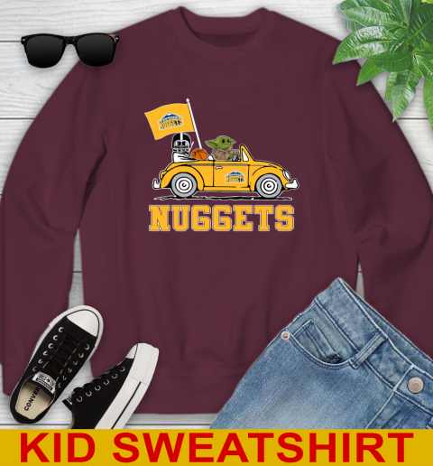 NBA Basketball Denver Nuggets Darth Vader Baby Yoda Driving Star Wars Shirt Youth Sweatshirt 5