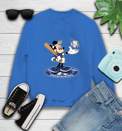 MLB Baseball Los Angeles Dodgers Cheerful Mickey Disney Shirt Sweatshirt 9