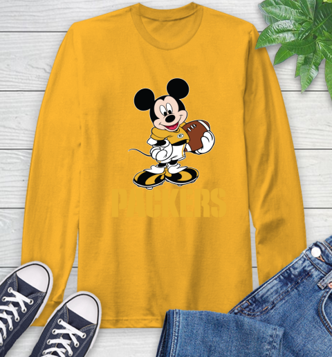 NFL Football Green Bay Packers Cheerful Mickey Mouse Shirt Long Sleeve T-Shirt 3