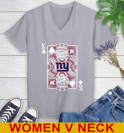 New York Giants NFL Football The King Of Spades Death Cards Shirt Women's V-Neck T-Shirt 4