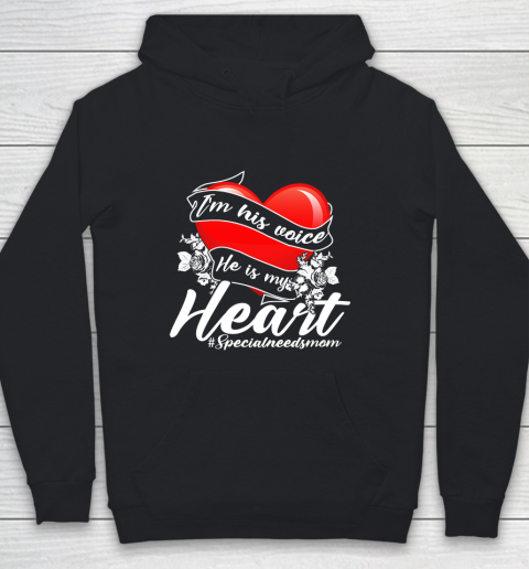Special Needs Mom Shirt  I Am His Voice He Is My Heart Autism Awareness Youth Hoodie