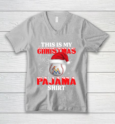 Miami Marlins This Is My Christmas Pajama Shirt MLB V-Neck T-Shirt 3