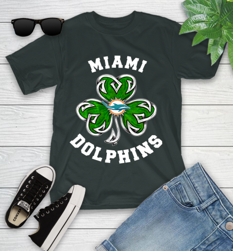 NFL Miami Dolphins Three Leaf Clover St Patrick's Day Football Sports Youth T-Shirt 6