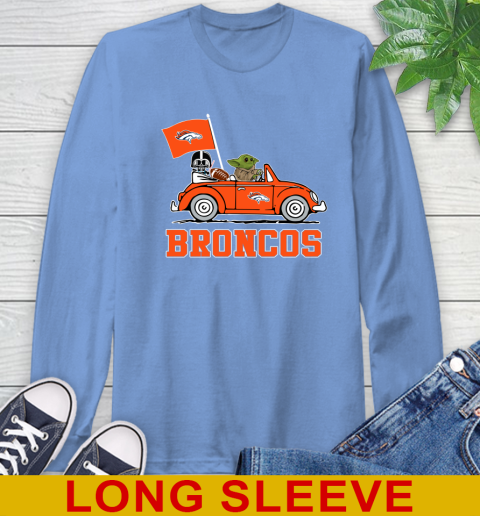 NFL Football Denver Broncos Darth Vader Baby Yoda Driving Star Wars Shirt Long Sleeve T-Shirt 11