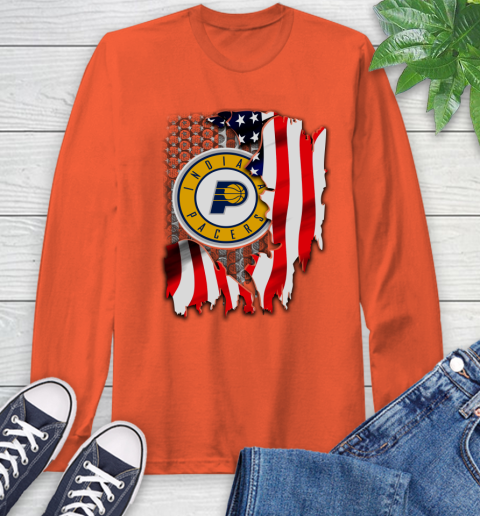 Indiana Pacers NBA Basketball American Flag Long Sleeve T-Shirt 4
