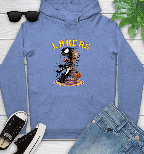 NBA Los Angeles Lakers Basketball Venom Groot Guardians Of The Galaxy Youth Hoodie 12