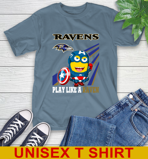 NFL Football Baltimore Ravens Captain America Marvel Avengers Minion Shirt T-Shirt 8