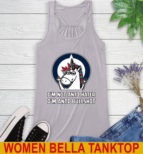 Winnipeg Jets NHL Hockey Unicorn I'm Not Anti Hater I'm Anti Bullshit Racerback Tank 5