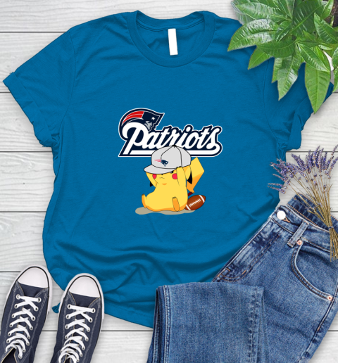 NFL Pikachu Football Sports New England Patriots Women's T-Shirt 7