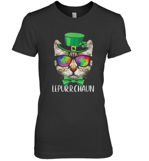 Lepurrchaun Purr Cat Sunglasses Shamrock Premium Women's T-Shirt