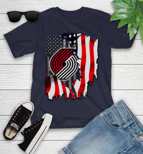 Portland Trail Blazers NBA Basketball American Flag Youth T-Shirt 2