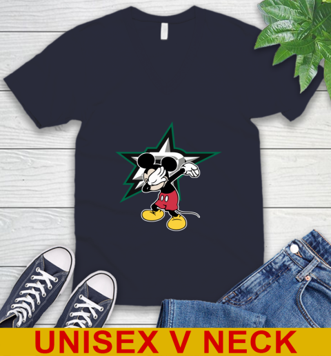 Dallas Stars NHL Hockey Dabbing Mickey Disney Sports V-Neck T-Shirt 3
