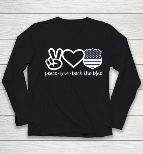 Defend The Blue Shirt  Peace Love Back The Blue Defend Support Police Officer Youth Long Sleeve