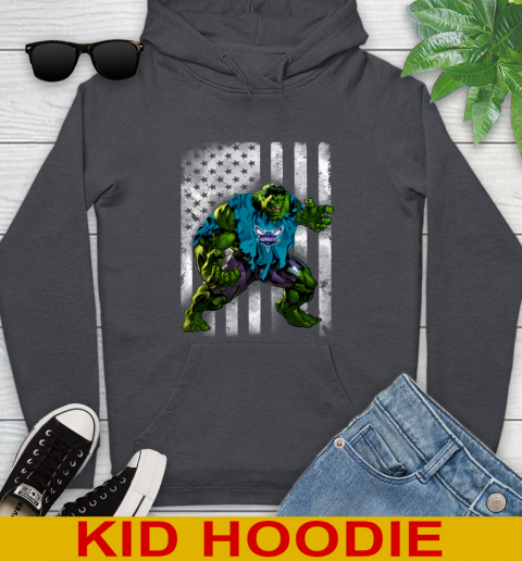 Charlotte Hornets Hulk Marvel Avengers NBA Basketball American Flag Youth Hoodie 9