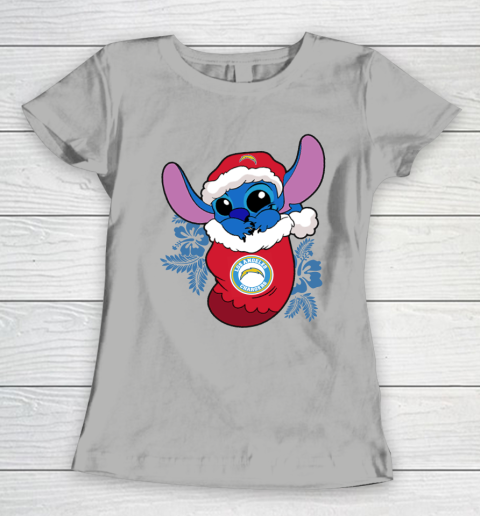 Los Angeles Chargers Christmas Stitch In The Sock Funny Disney NFL Women's T-Shirt 11