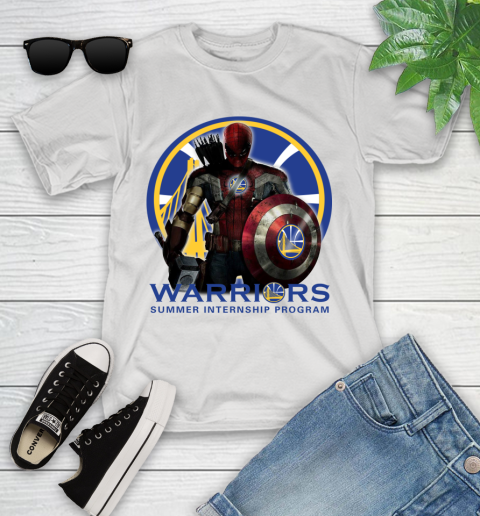 Golden State Warriors NBA Basketball Captain America Thor Spider Man Hawkeye Avengers Youth T-Shirt