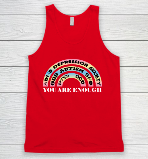 You Are Enough Rainbow Pastel Color Lovers Disability Awareness SPED Gifts Special Educators Advocat Autism Awareness Tank Top 3