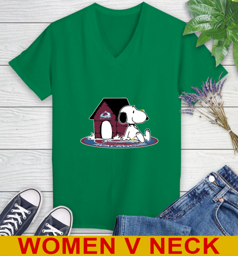 NHL Hockey Colorado Avalanche Snoopy The Peanuts Movie Shirt Women's V-Neck T-Shirt 6