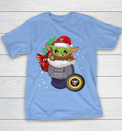 Pittsburgh Penguins Christmas Baby Yoda Star Wars Funny Happy NHL Youth T-Shirt 10