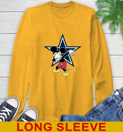 Dallas Cowboys NFL Football Dabbing Mickey Disney Sports Long Sleeve T-Shirt 3