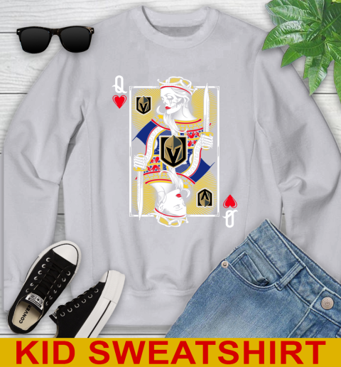 NHL Hockey Vegas Golden Knights The Queen Of Hearts Card Shirt Youth Sweatshirt 3