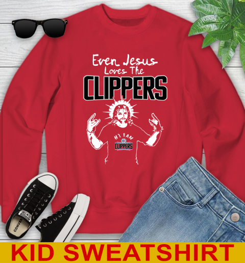 LA Clippers NBA Basketball Even Jesus Loves The Clippers Shirt Youth Sweatshirt 8 LA Clippers NBA Basketball Even Jesus Loves The Clippers Shirt Youth Sweatshirt - Image 8