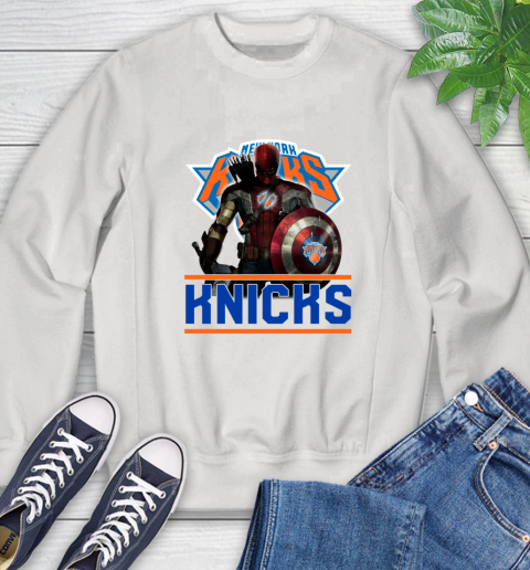 New York Knicks NBA Basketball Captain America Thor Spider Man Hawkeye Avengers Sweatshirt