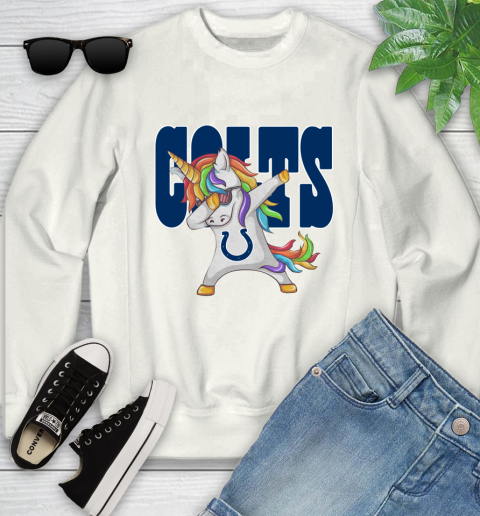Indianapolis Colts NFL Football Funny Unicorn Dabbing Sports Youth Sweatshirt