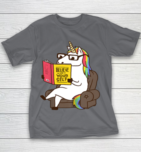 Unicorn Shirt Believe in Yourself Motivational Book Lover Youth T-Shirt 7