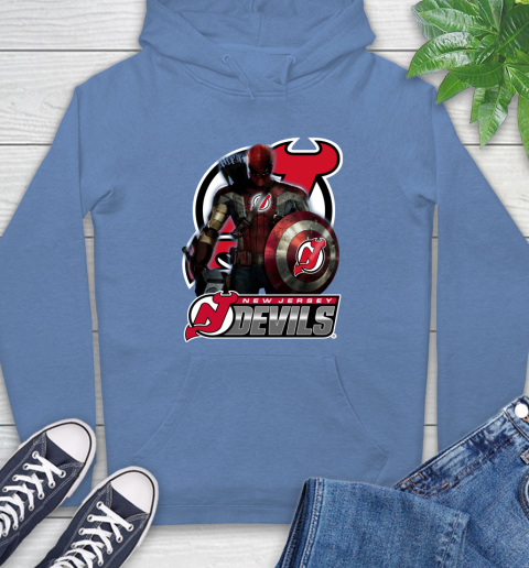 NHL Captain America Thor Spider Man Hawkeye Avengers Endgame Hockey New Jersey Devils Hoodie 11
