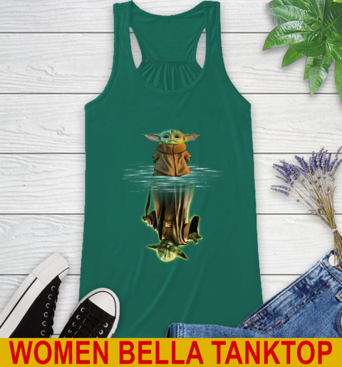 Mandalorian Baby Yoda star wars water reflection Racerback Tank 5