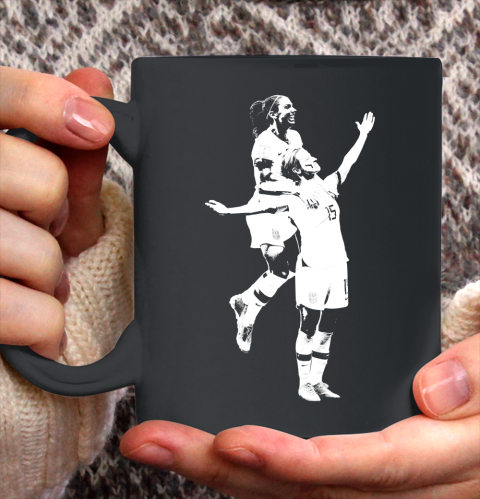 Megan Rapinoe and Alex Morgan Victory Pose  The White Stencil Ceramic Mug 11oz 2