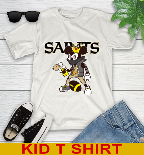New Orleans Saints NFL Football Mickey Peace Sign Sports Youth T-Shirt