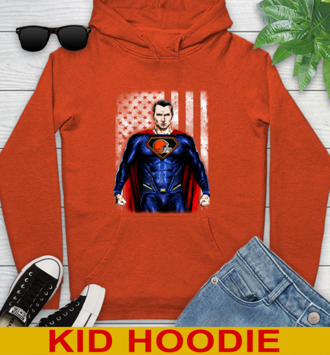 NFL Football Cleveland Browns Superman DC Shirt Youth Hoodie - Image 5
