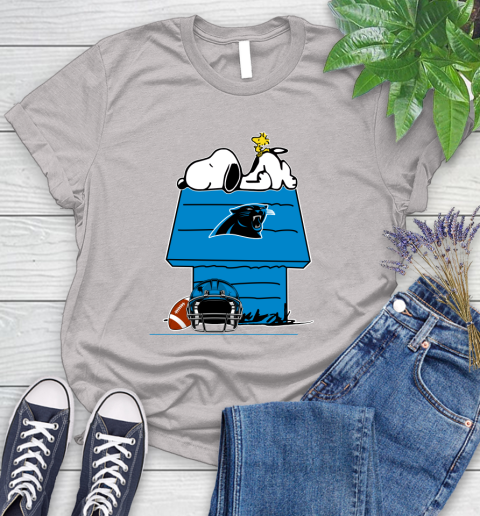 Carolina Panthers NFL Football Snoopy Woodstock The Peanuts Movie Women's T-Shirt 10