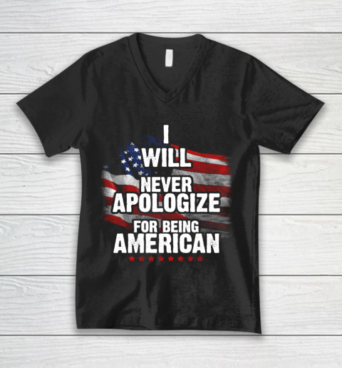 Veteran Shirt Patriot Never Apologize V-Neck T-Shirt