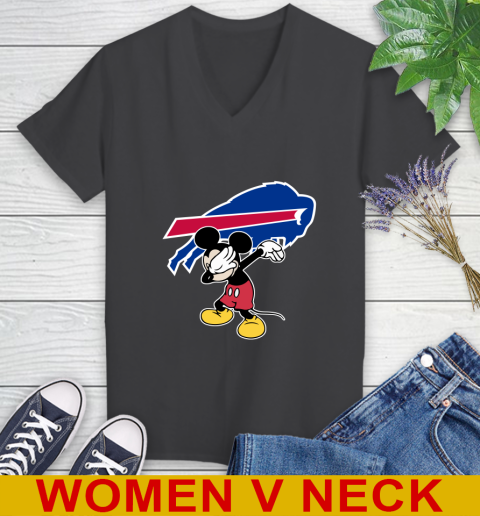 Buffalo Bills NFL Football Dabbing Mickey Disney Sports Women's V-Neck T-Shirt 9