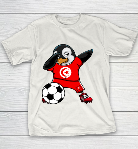 Dabbing Penguin Tunisia Soccer Fans Jersey Football Lovers Youth T-Shirt