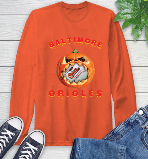 MLB Baltimore Orioles Halloween Pumpkin Baseball Sports Long Sleeve T-Shirt 5